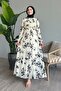Tie-Dye Floral Black Chiffon Dress - 3