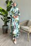 Mixed Stripe Pattern Mint Chiffon Dress