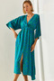 Women's Turquoise Double Breasted Collar Front Slit Dress 60251487