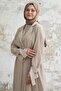 Beige Set with Stone Detailed Linen Dress - 4