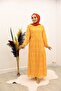 Guipure Detailed Hijab Dress Mustard Yellow - 3