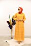 Guipure Detailed Hijab Dress Mustard Yellow - 6