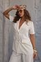 Women's Linen Padded Short Sleeve Jacket and Trousers Set - 6