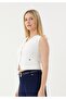 V-Neck Woven Stylish White Vest with Belt Detail - 6