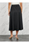 Solid Elastic Waistband A-Line Midi Skirt with Pocket Detail - 4
