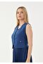 V-Neck Woven Stylish Indigo Vest with Belt Detail - 4