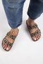 Jazmin Leopard Women's Genuine Leather Double Buckle Mink Slippers - 7