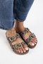 Jazmin Leopard Women's Genuine Leather Double Buckle Mink Slippers - 3
