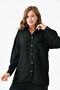 Women's Linen Fabric Pocket Detailed Shirt and Trousers Oversize Double Black Set 10277 - 6