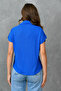 Cobalt Blue Gofre Fabric Short Sleeve Pocket Design Shirt 9628 - 3