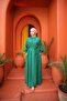 Women's Hijab Drawstring Collar Waist Belted Dress - 3