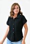 Pocket Detailed Seersucker Fabric Short Sleeve Black Shirt 9628