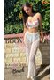 Women's White Beach Pants Pareo Lace Floral Detailed Transparent