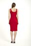 Red Midi Dress - Zero Sleeve, Square Collar, Knitted Draped - 5