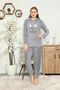 Women's Long Sleeve Embroidery Pattern Hooded Full Plush Pajamas Set 1720 - 2