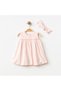 Baby Girl Cotton Dress with Straps, Headband and Snap Detail, Princess Model Dress Baby Set