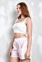 Pink and White Striped 100% Cotton Shorts with Elastic Waist 27369 - 3
