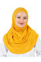 Two Piece Ready to Wear Neck Collar Headscarf Shawl Ready Scarf Viscose - Yellow