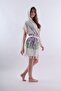 Hooded Pareo with Belted, Beachwear, Lavender Patterned Beachwear, 1 Piece - 3