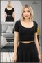 Women's Black Slim Fit Short Sleeve Body Blouse Chest Collar Body Wrap Soft & Flexible 5081 - 5