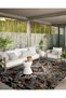 Antique Design Series Brown Flower Detailed Fringed Decorative Carpet in Blue Beige Tones Antique105 - 2