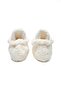 Ecru Plush Non-Slip Based Cotton Lined Snap Slippers - 4