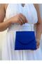 Women's Blue Satin Stone-Embellished Evening Dress Shoulder Bag - 2