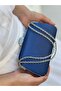 Women's Satin Navy Blue Evening Dress Clutch Portfolio Chain Strap Handheld Wedding Engagement Evening Shoulder Bag - 3