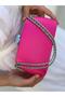 Women's Satin Fuchsia Evening Dress Clutch Portfolio Chain Strap Handheld Wedding Engagement Evening Shoulder Bag - 4