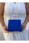 Women's Blue Satin Stone-Embellished Evening Dress Shoulder Bag