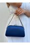 Women's Satin Navy Blue Evening Dress Clutch Portfolio Chain Strap Handheld Wedding Engagement Evening Shoulder Bag - 2
