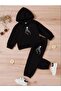 Black Girl Hand Heart Printed Hooded Tracksuit Set