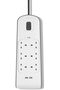 6 Plug Surge Protector with 2M Cord, 2x2.4A USB Ports - Heavy Duty Extension Socket - 2