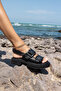 Mati̇ Women's Black Genuine Leather Sandals with Buckle - 3