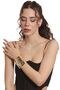 Women's Lacquer Gold Color Plated Adjustable Open Band Framed Geometric Figured Bracelet - 6