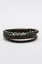 Men's Genuine Leather Bracelet - Black Striped, Five Braided Strands, Hematite and Natural Stones