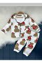 Unisex Baby Teddy Bear Teddy Bear Printed Nightgown Set - Front Buttoned Pajamas (6-24 Months) - 2