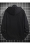 Men's Black Chest Vertical Printed Unisex Oversize Hooded Sweatshirt - 4