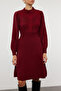 Bordo Mini Triko Dantelli Elbise TWOAW22EL0011 - 3