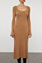 Camel Midi Knitwear Basic Sleeve Detail Dress Twoaw24El00117 - 3