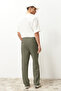 Haki Pileli Klasik Baggy Fit Kumaş Pantolon TMNSS24PL00024 - 6