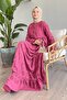 Fuchsia Embroidery Dress - Patterned and Tassels - 4