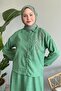 Green Linen Set - Bead Detailed Skirt - 3
