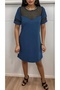 Women's Crepe Dress with Heart Collar and Chest Tulle Detail - Short Sleeve - 8