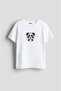 Panda Bear Patterned Minimalist Design Animal Printed Unisex Kids T-Shirt