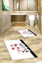 Printed Washable Non-Slip Molded Cats Patterned Double Bathroom Rug Toilet Set - 5