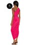 Women's pink draped ruched one shoulder lined zipper no see through midi dress - 2