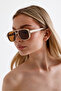 Unisex Gabriela Cream Frame Brown Glass Sunglasses with Uv400 Protection - 8