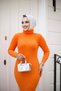 Women's Hijab Clothing Acrylic Turtleneck Flexible and Slim Knitwear Pencil Dress - 5