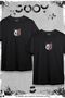 Lover Combination Panda Printed Black Oversize Tshirt Set of 2 - 3